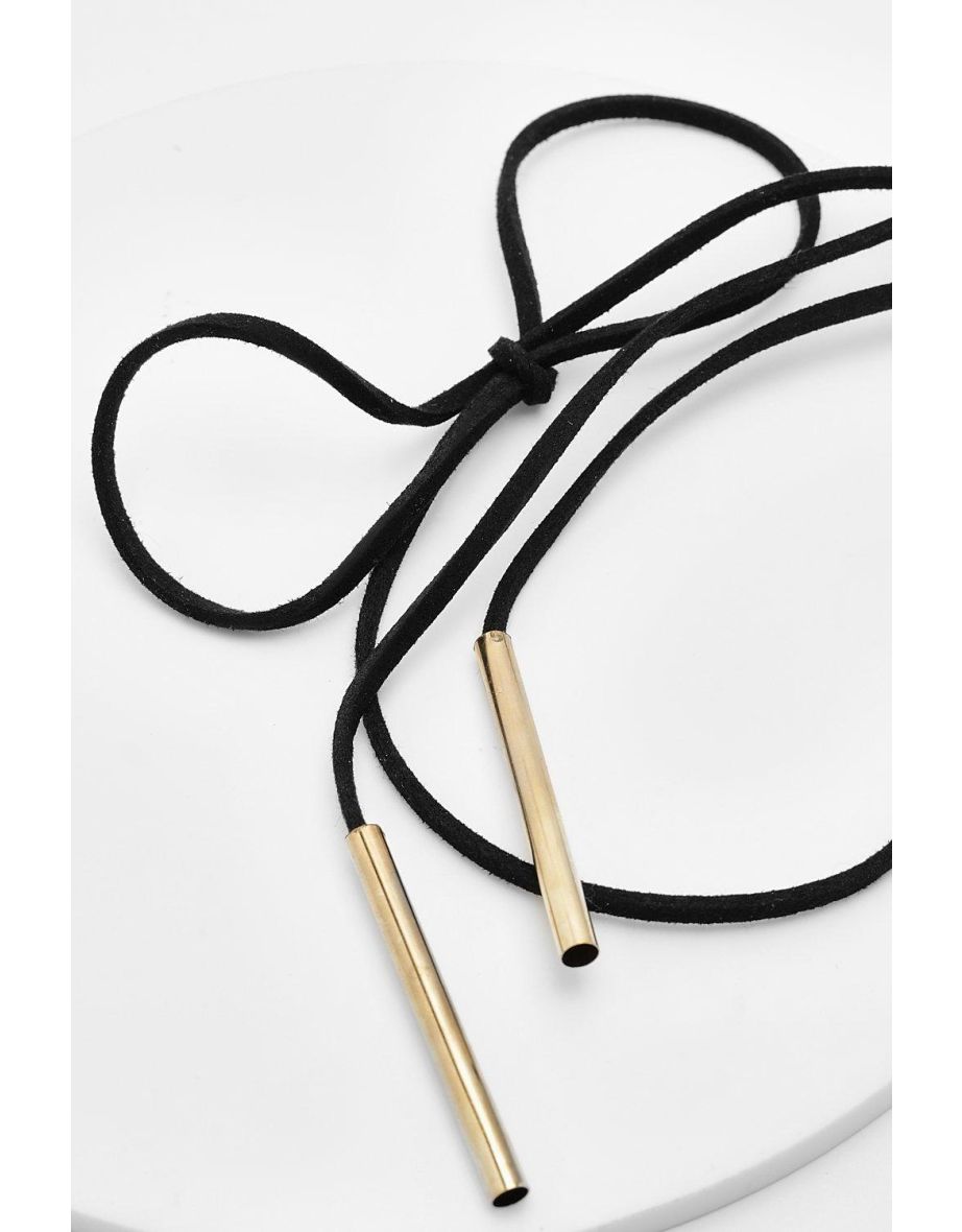 Multi Tie Bow Choker Necklace - black - 2
