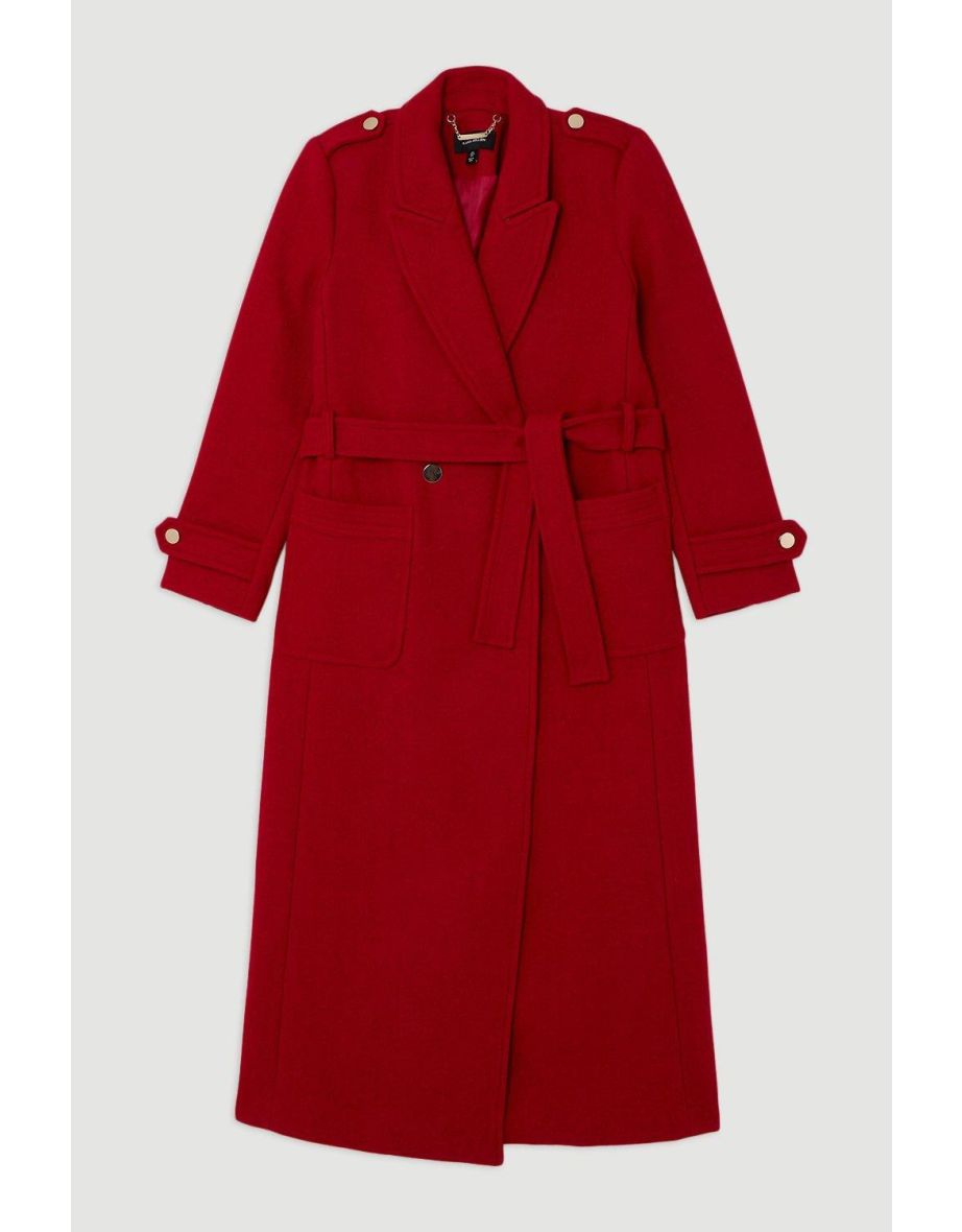 Tailored Wool Blend Belted  Wrap Coat - 3