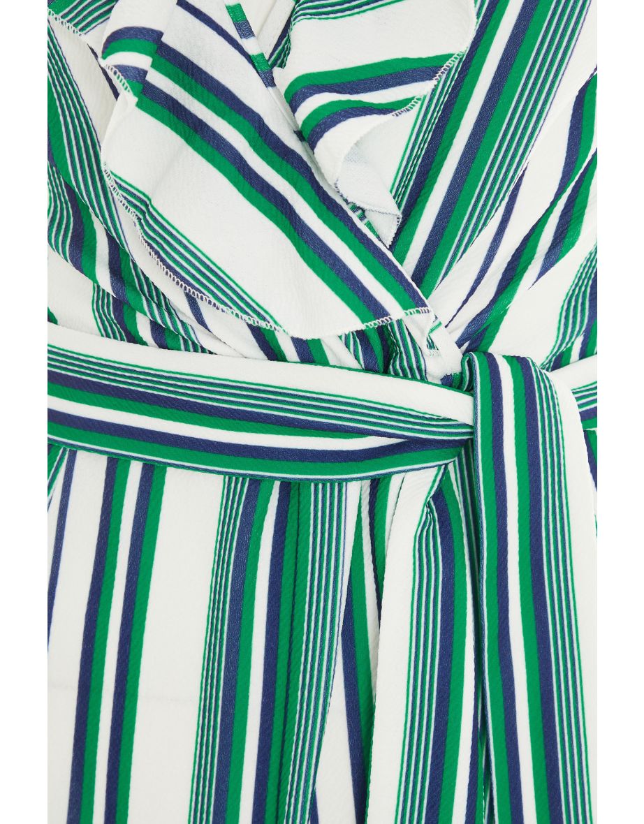 Green Striped Culotte Jumpsuit - 5