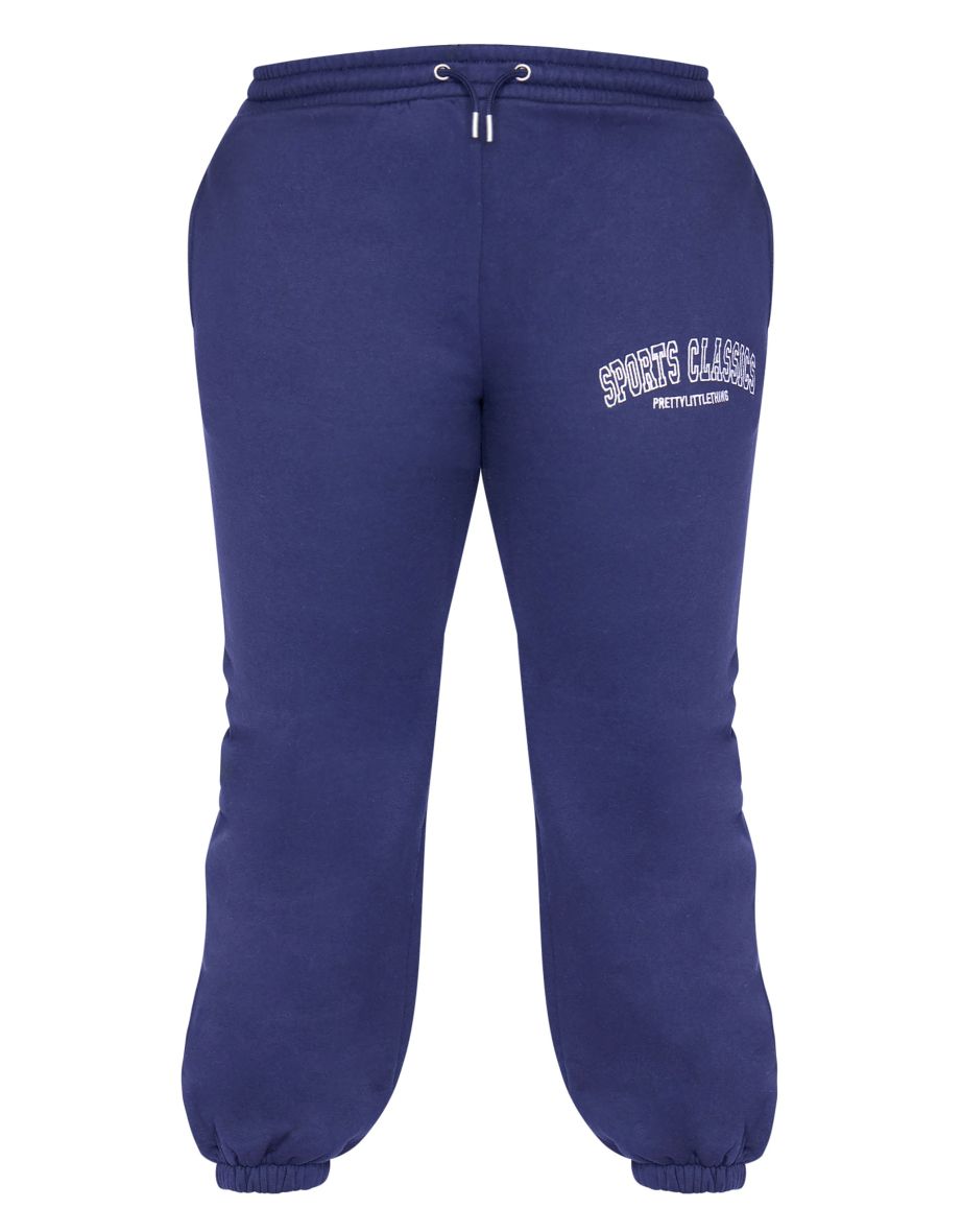Plus Navy Sports Classic Embroidered Cuffed Joggers - 4