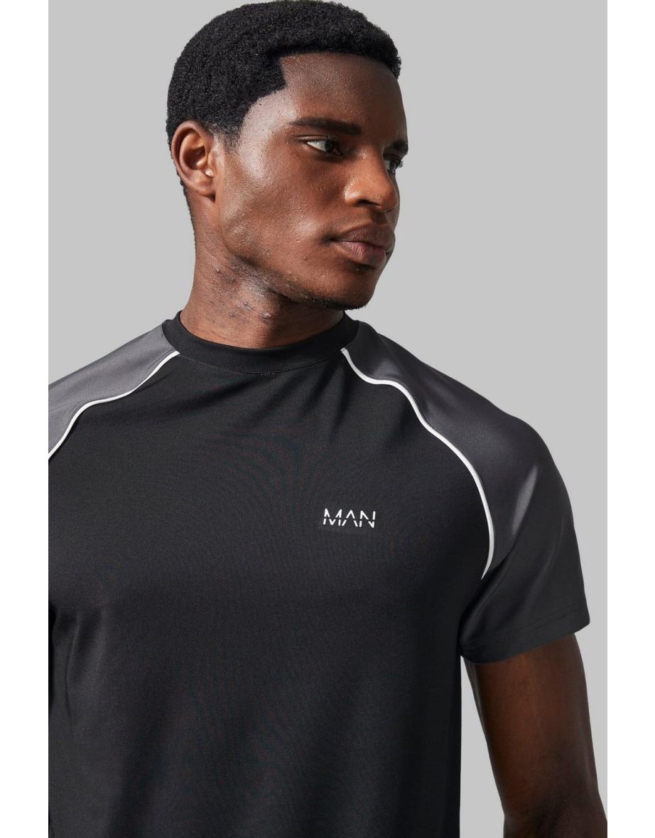 Man Active Colour Block Performance T-shirt - black - 2