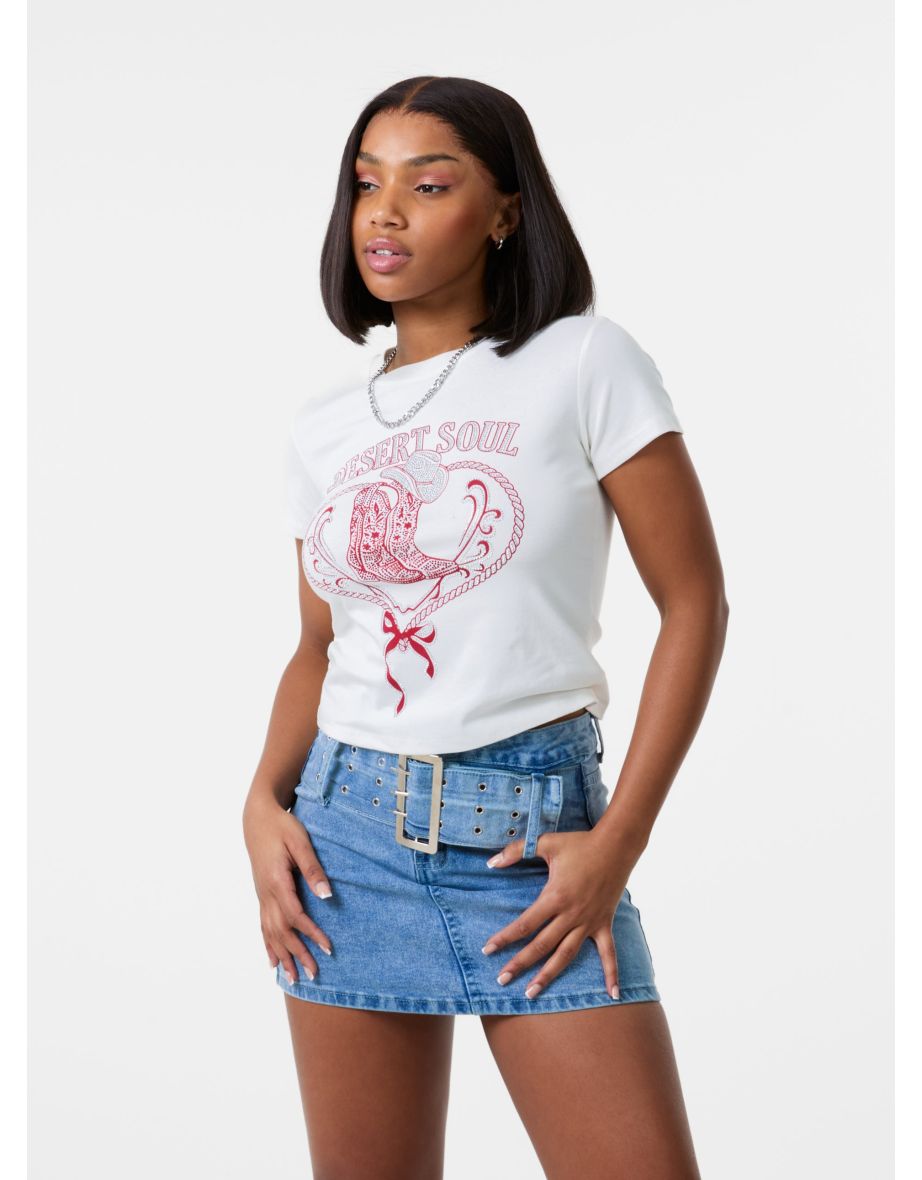 Cowboy Boot Embellished T-Shirt