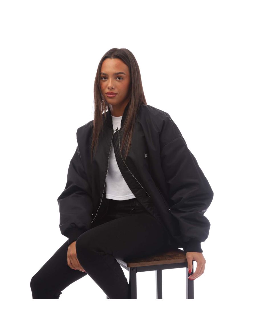 Women's Hugo Flesaine-1 Oversized-Fit Bomber Jacket in Black - 3