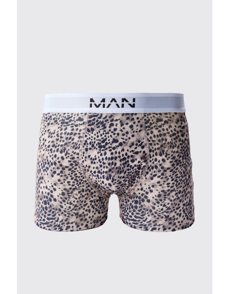 Man Leopard Printed Boxers - grey