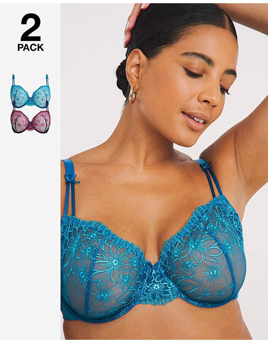 Emily 2 Pack Embroidery Bra