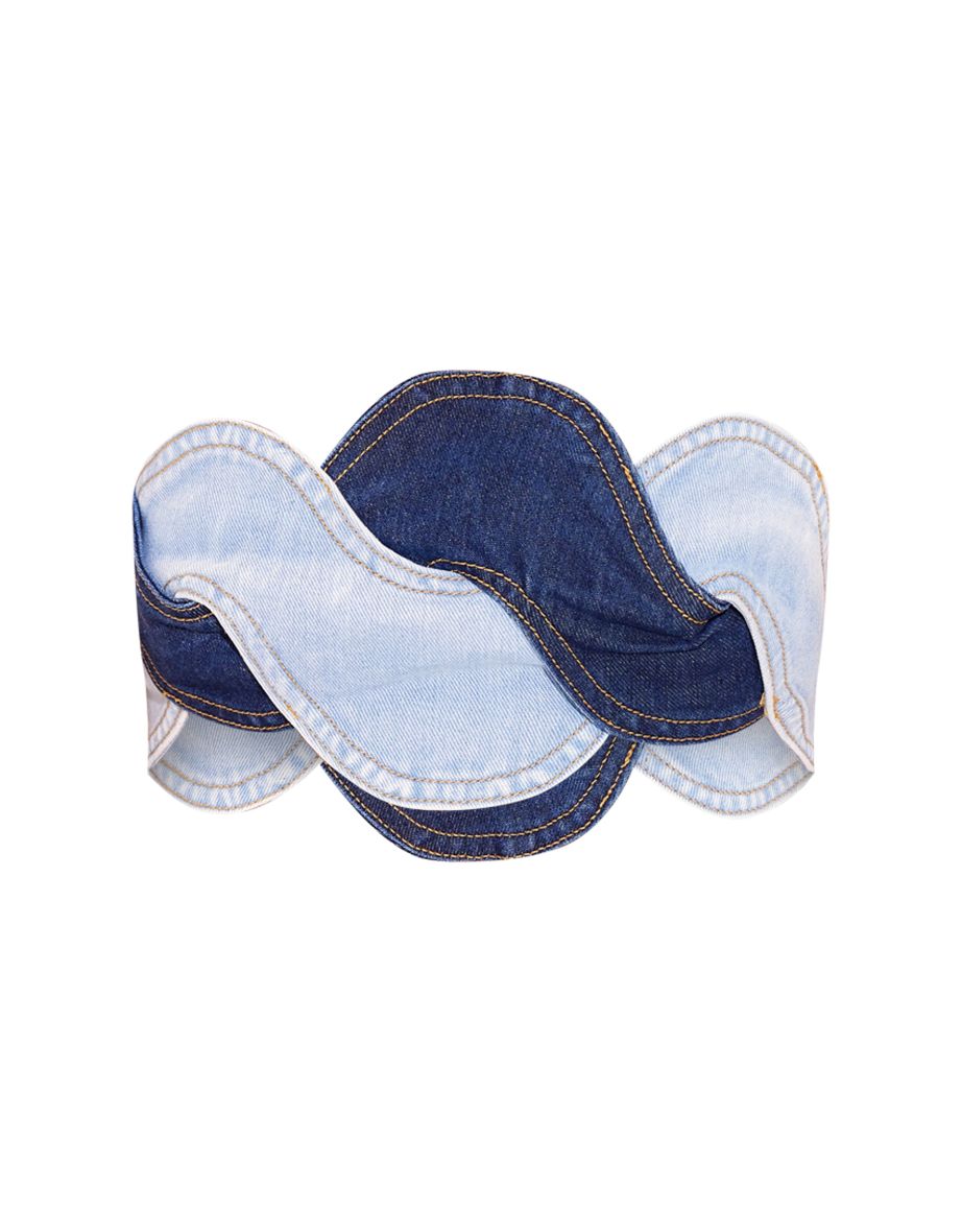 Petite Blue Denim Twist Bandeau Top - 4