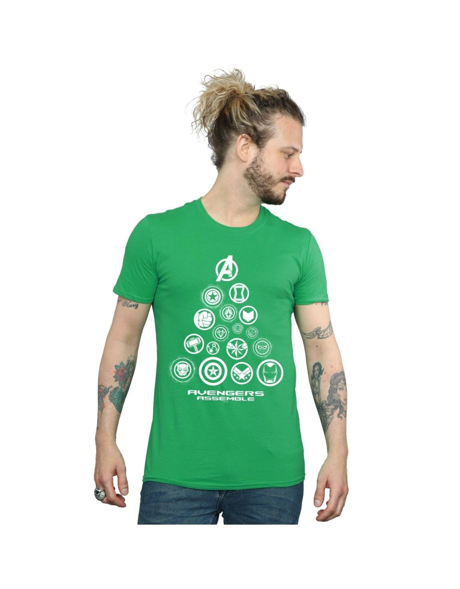 Marvel Mens Avengers Endgame Pyramid Icons T-Shirt - Irish Green