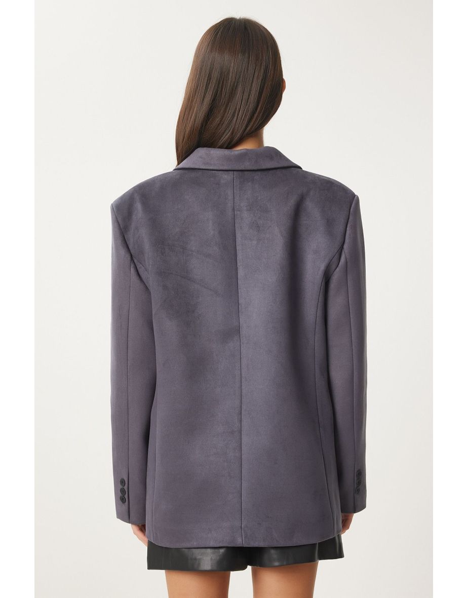Women's Anthracite Premium Suede Blazer Jacket - 10