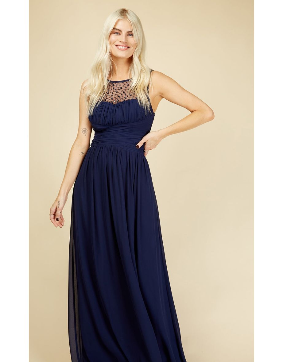 Shop Grace Navy Embellishment Sweetheart Maxi Dress Online in Jordan VogaCloset