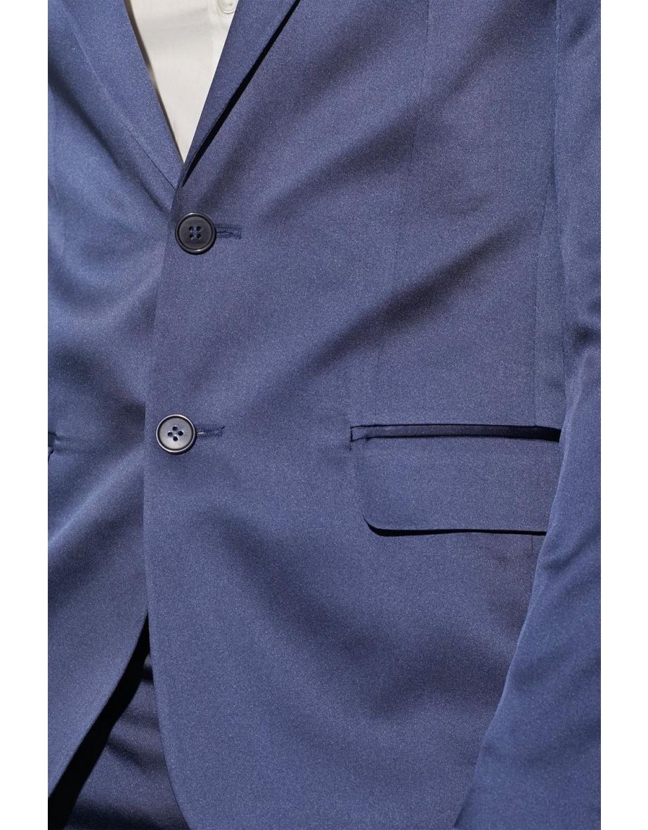 Skinny Fit Satin Suit Jacket - marine blue - 2