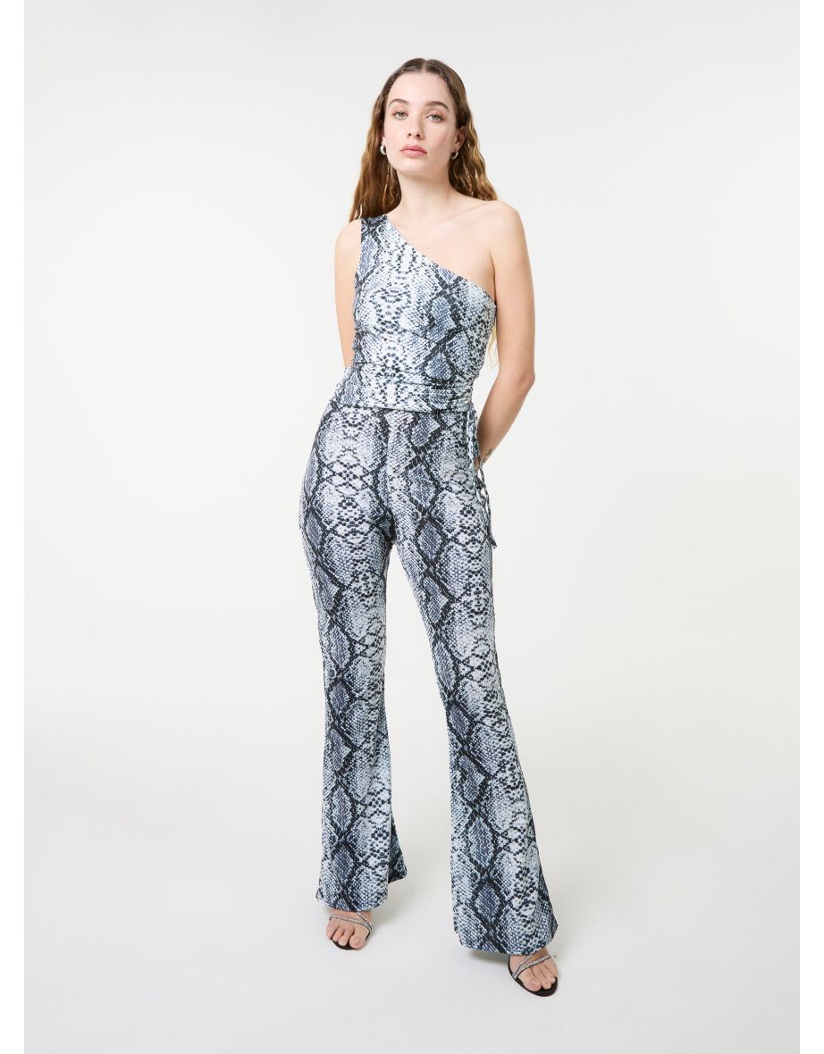 Snake Print Flare Trousers
