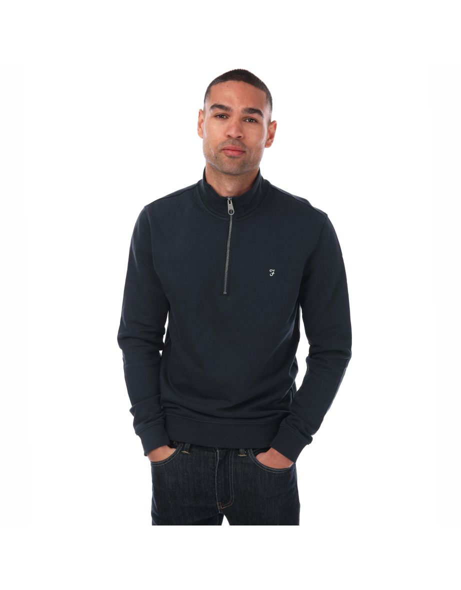 Men's Farah Aintree 1/4 Zip Sweat in Blue