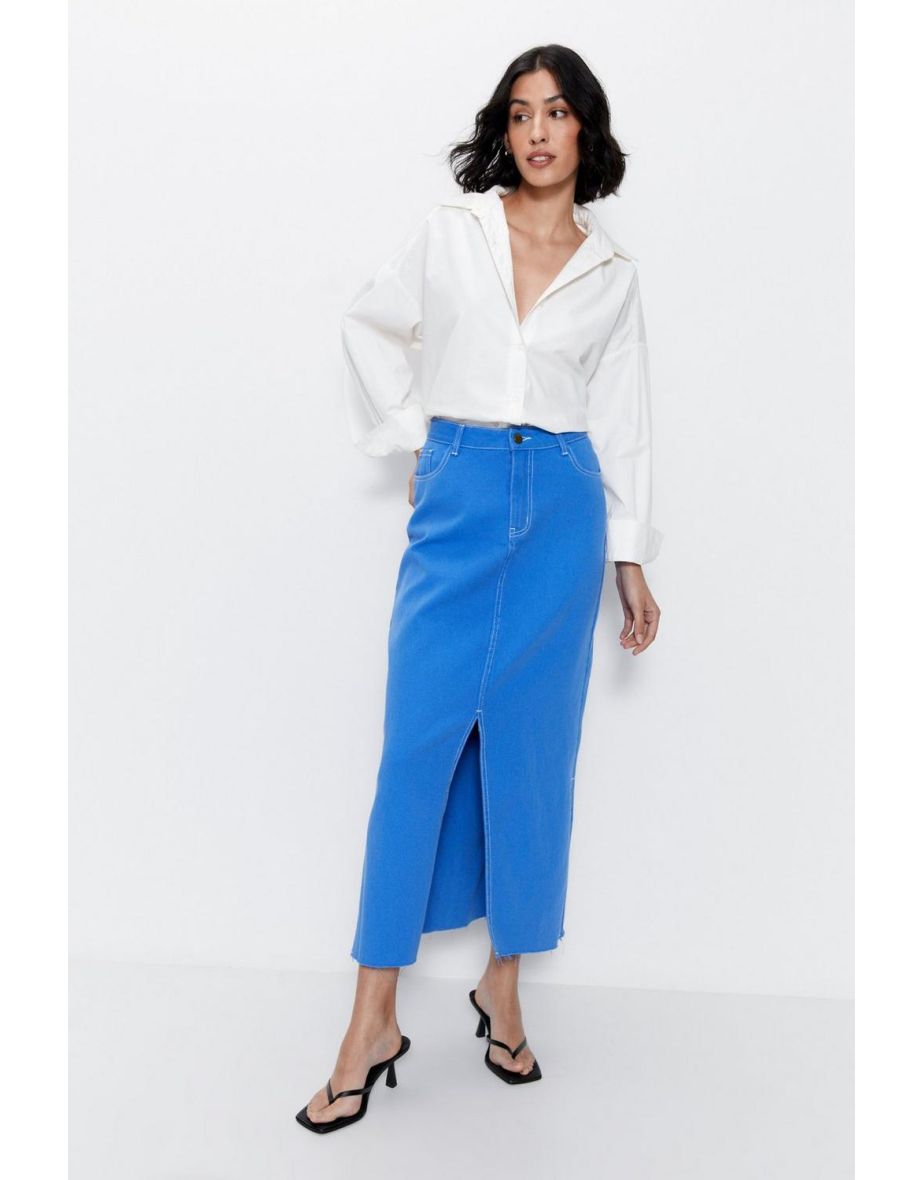 Denim midi shop skirt warehouse