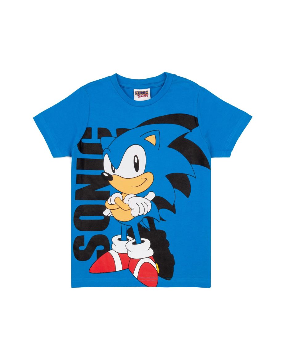 Sonic The Hedgehog Boys Cartoon Character T-Shirt - Blue