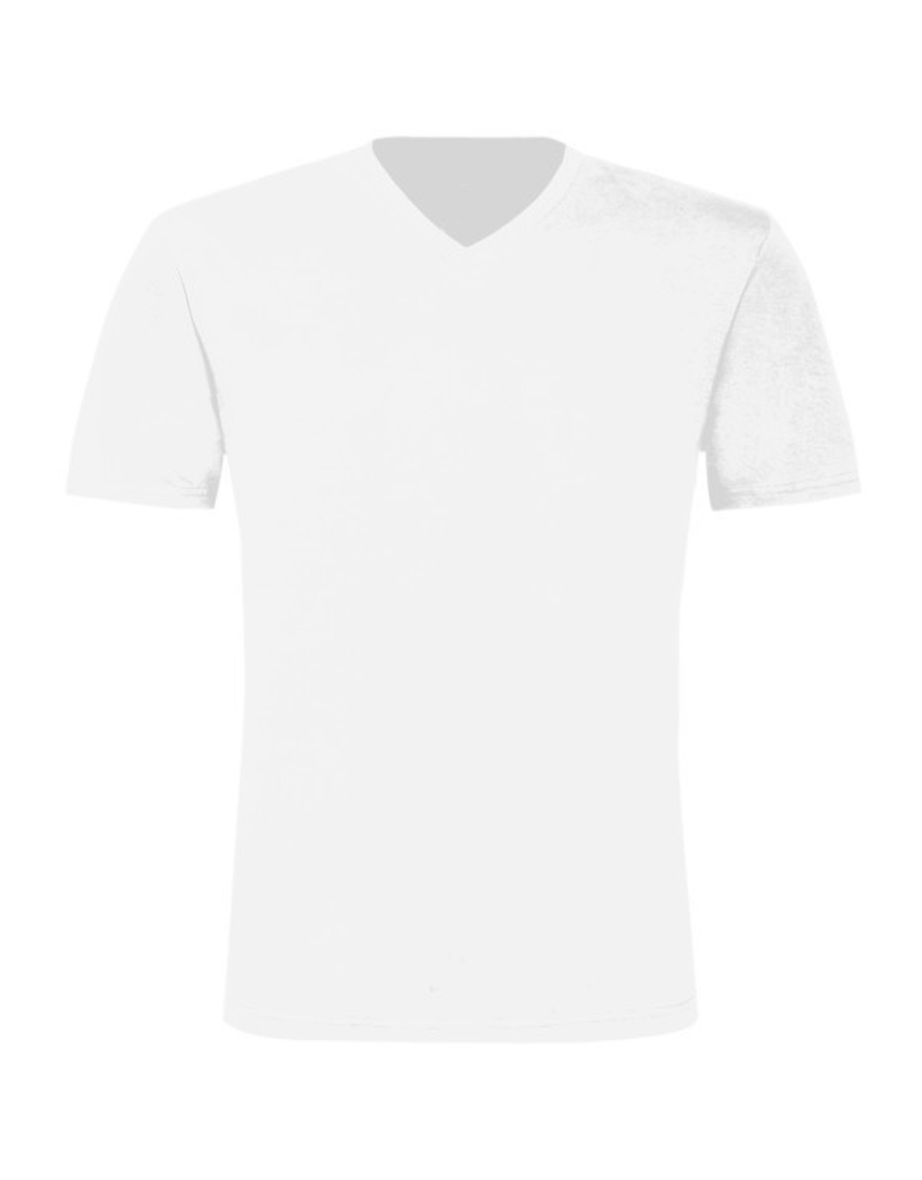 B&C Mens Exact V-Neck Short Sleeve T-Shirt - White