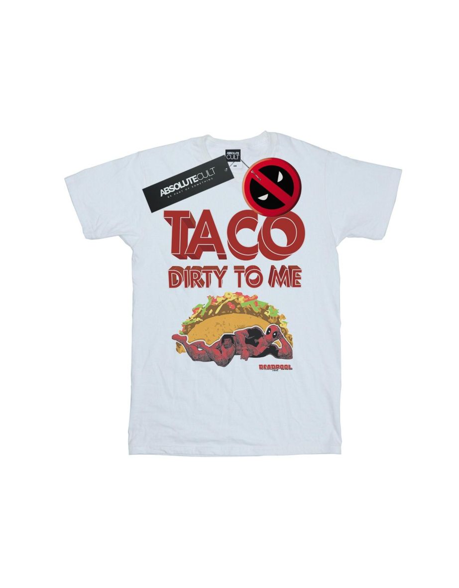 Marvel Mens Deadpool Taco Dirty To Me T-Shirt - White - 1