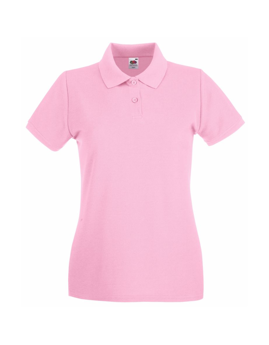 Fruit Of The Loom Ladies Lady-Fit Premium Short Sleeve Polo Shirt - Light Pink