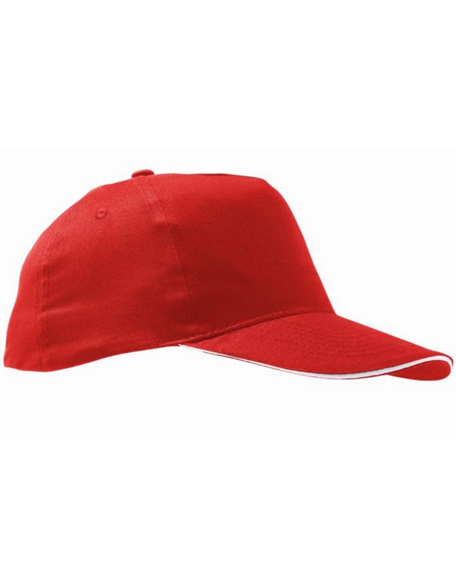 SOLS Unisex Sunny 5 Panel Baseball Cap - Red/White