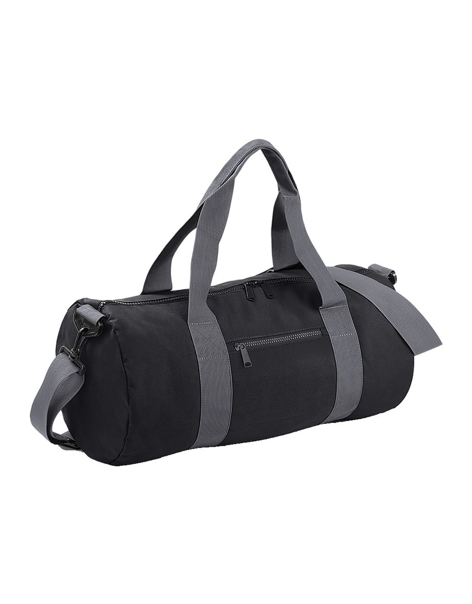 Bagbase Plain Varsity Barrel / Duffle Bag (20 Litres) - Black/Grey