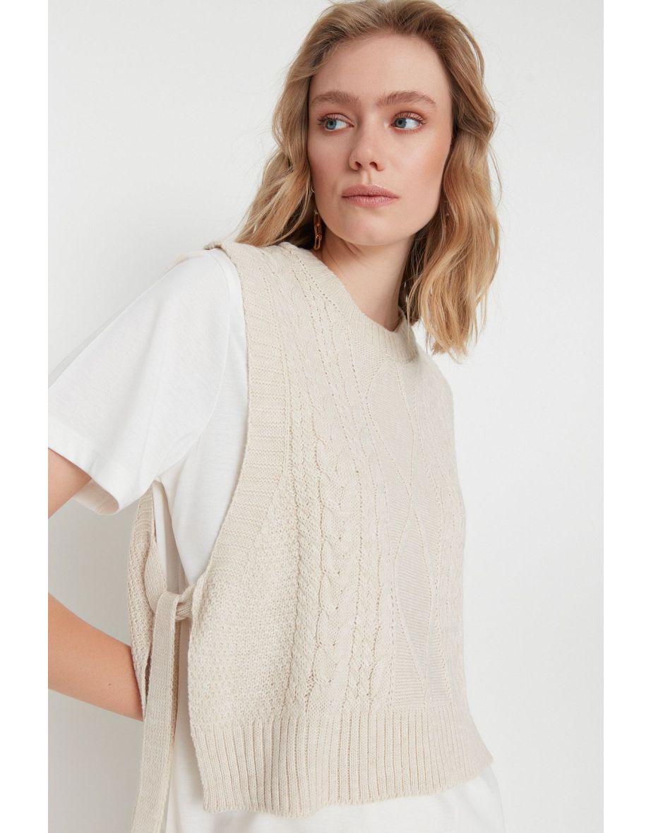 Sweater Vest - Beige - Regular fit