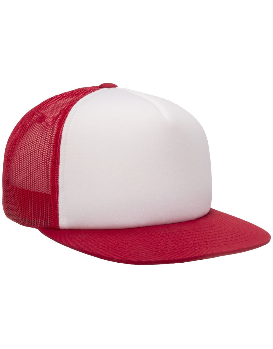 Flexfit By Yupoong Foam Trucker Cap With White Front - Red/White/Red - 3