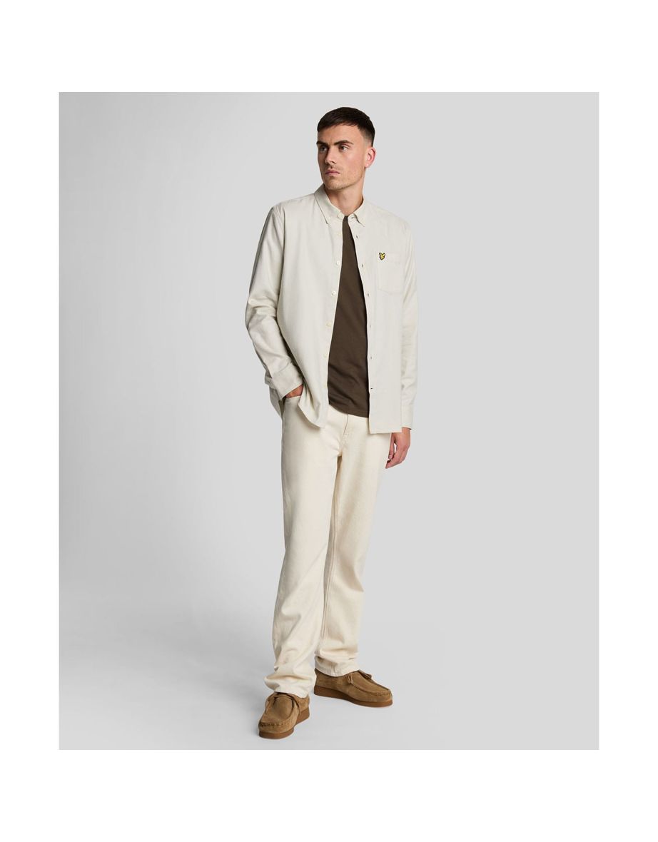 Men's Lyle And Scott Plain Flannel Shirt in Cream