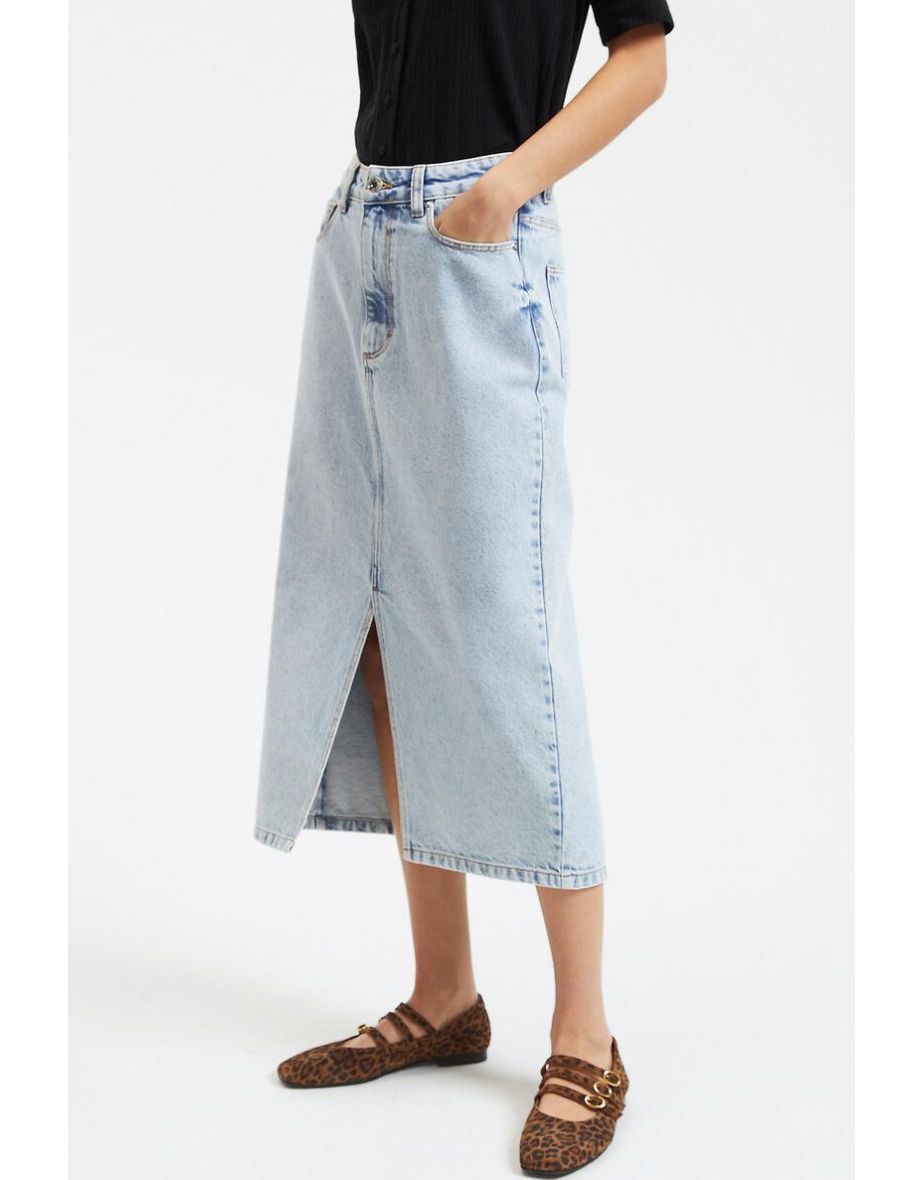 Shift Midi Skirt in Denim