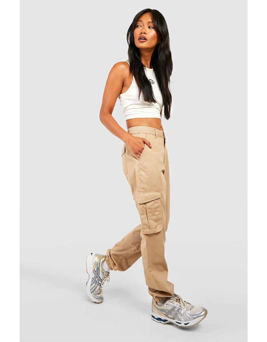 High rise twill joggers online