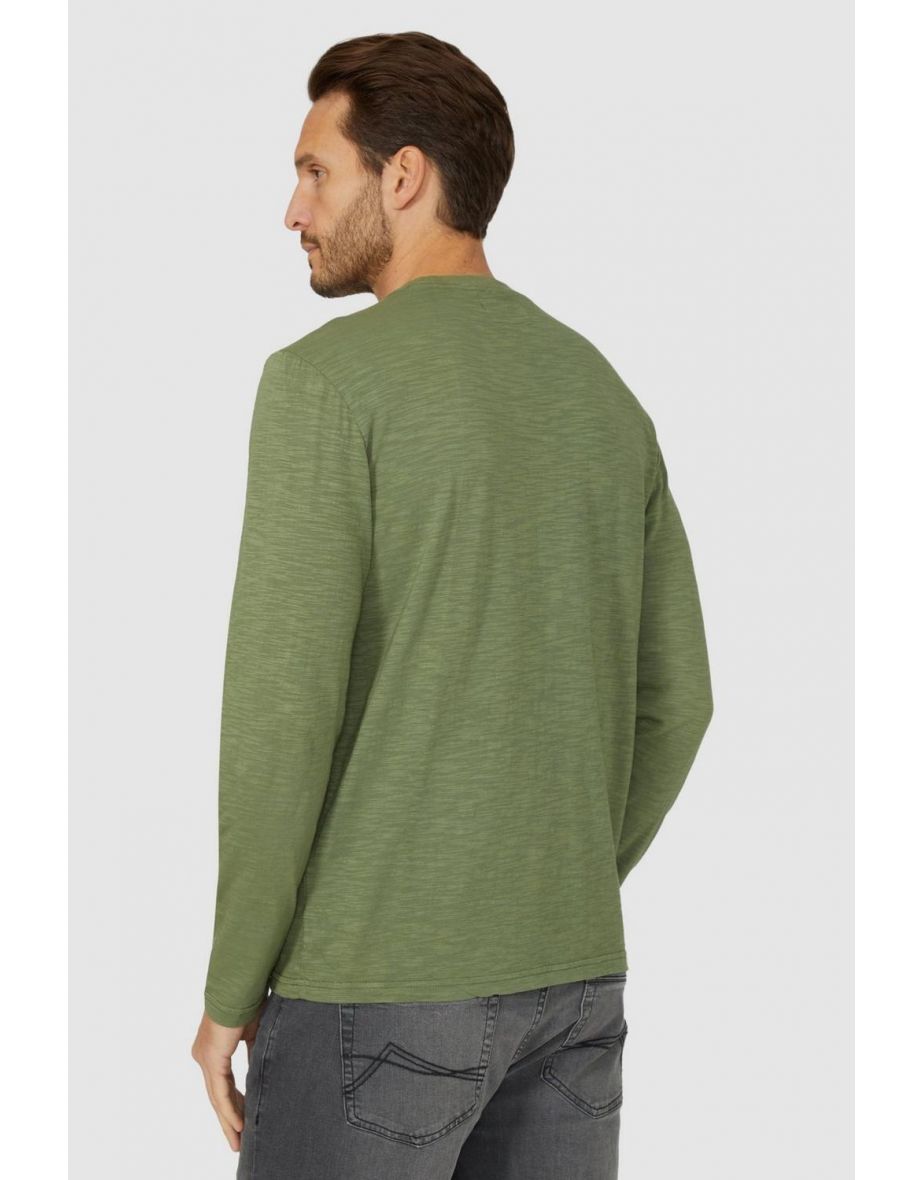 Ls Slub Crew Neck T-shirt With Dorito - military green - 3