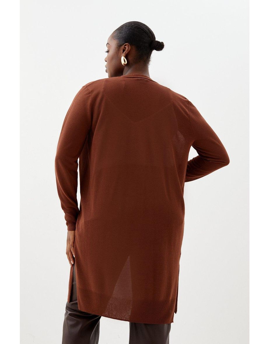 Plus Size Lightweight Knit Edge To Edge Longline Cardigan - 2