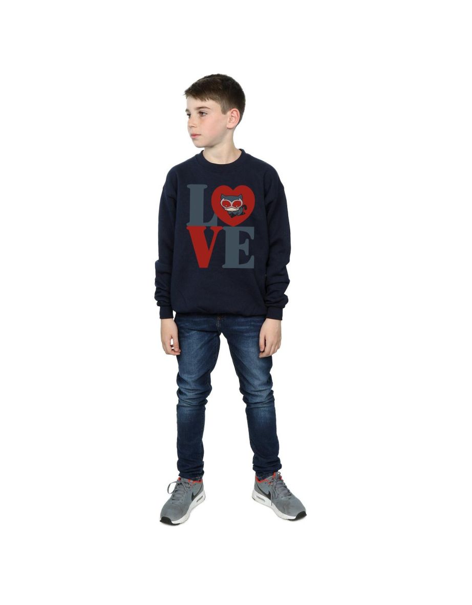 DC Comics Boys Chibi Catwoman Love Sweatshirt - Navy Blue - 3