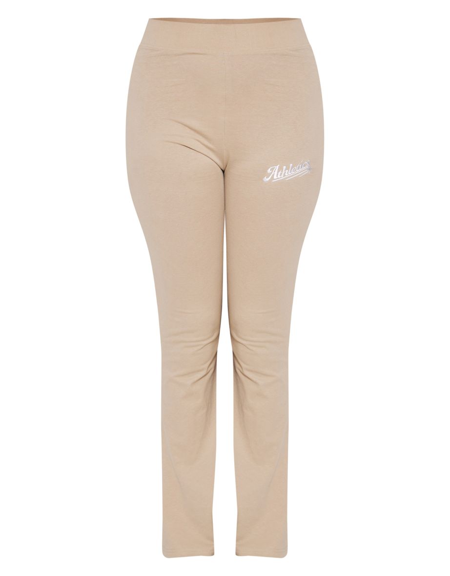 Taupe Embroidered Graphic Print Flared Trousers - 4