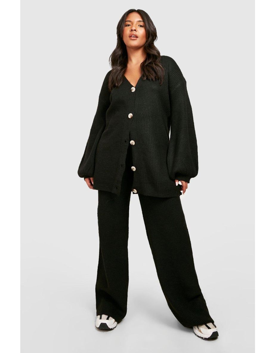Plus Chunky Knit Cardigan Co-ord - black - 3