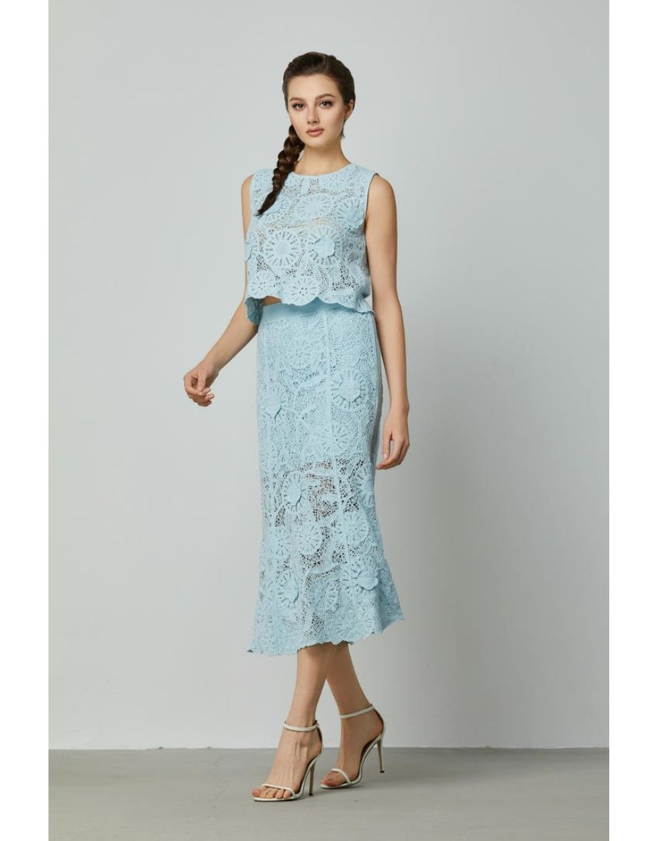 Floral Crochet A-Line Skirt