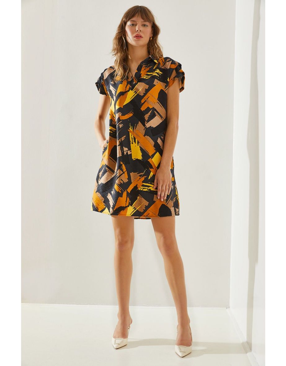 Women's Polo Collar Patterned Summer Dress