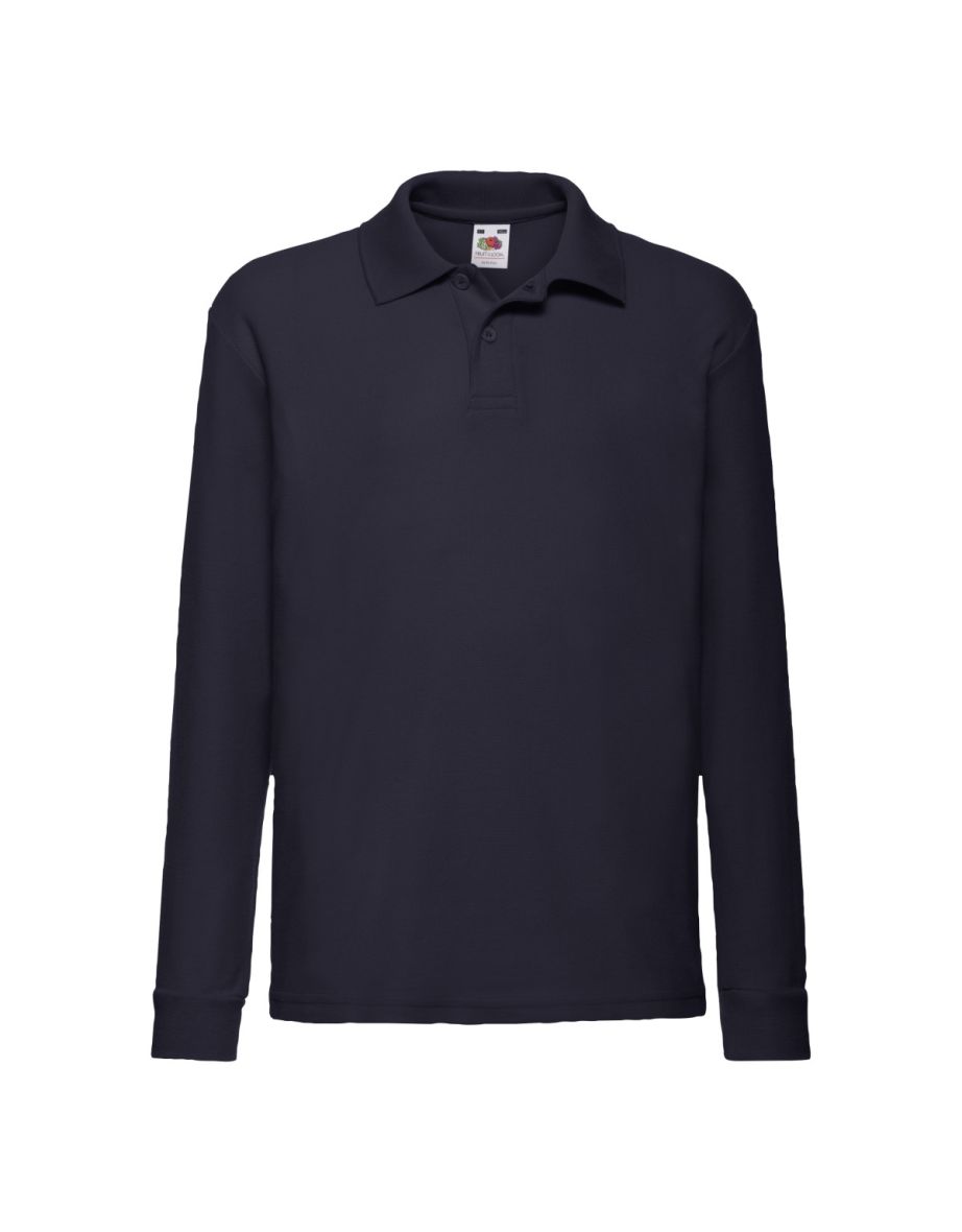 Fruit of the Loom Childrens/Kids Long-Sleeved Polo Shirt - Deep Navy
