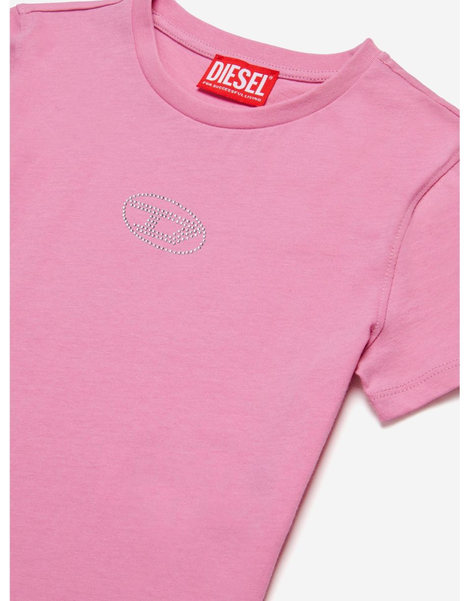 Diesel Girls Oval D Logo T-Shirt in Pink - 2