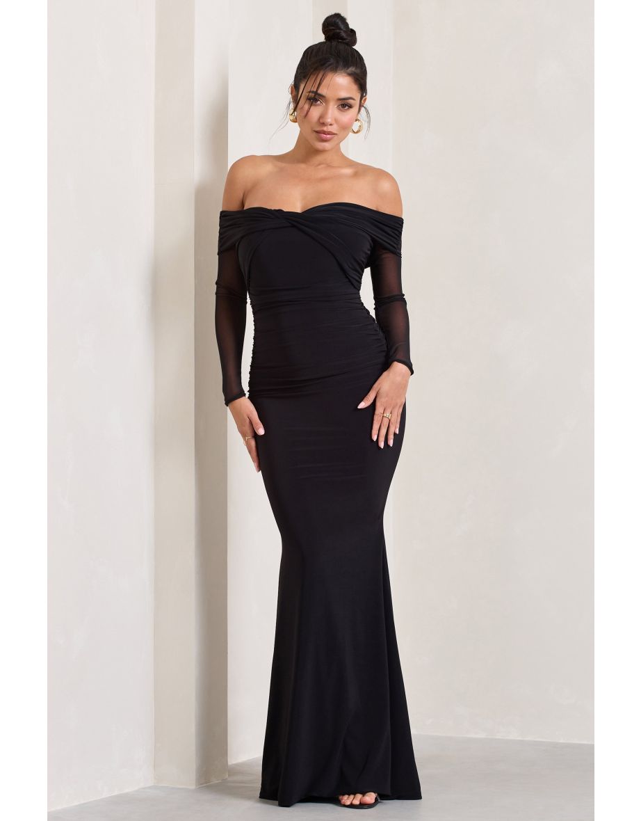 Shop Alex Black Bardot Twist Maxi Dress Online in Bahrain VogaCloset