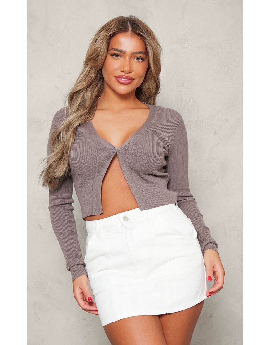 Ecru Carpenter Pocket Detail Denim Mini Skirt