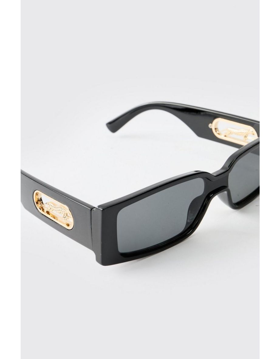 Tiger Detail Black Sunglasses - black - 3