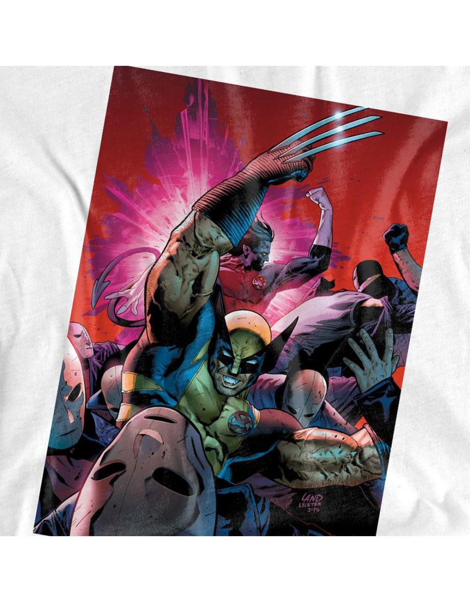 Marvel   Adult X-Men Wolverine Nightcrawler Comic Cover T-Shirt - White - 2