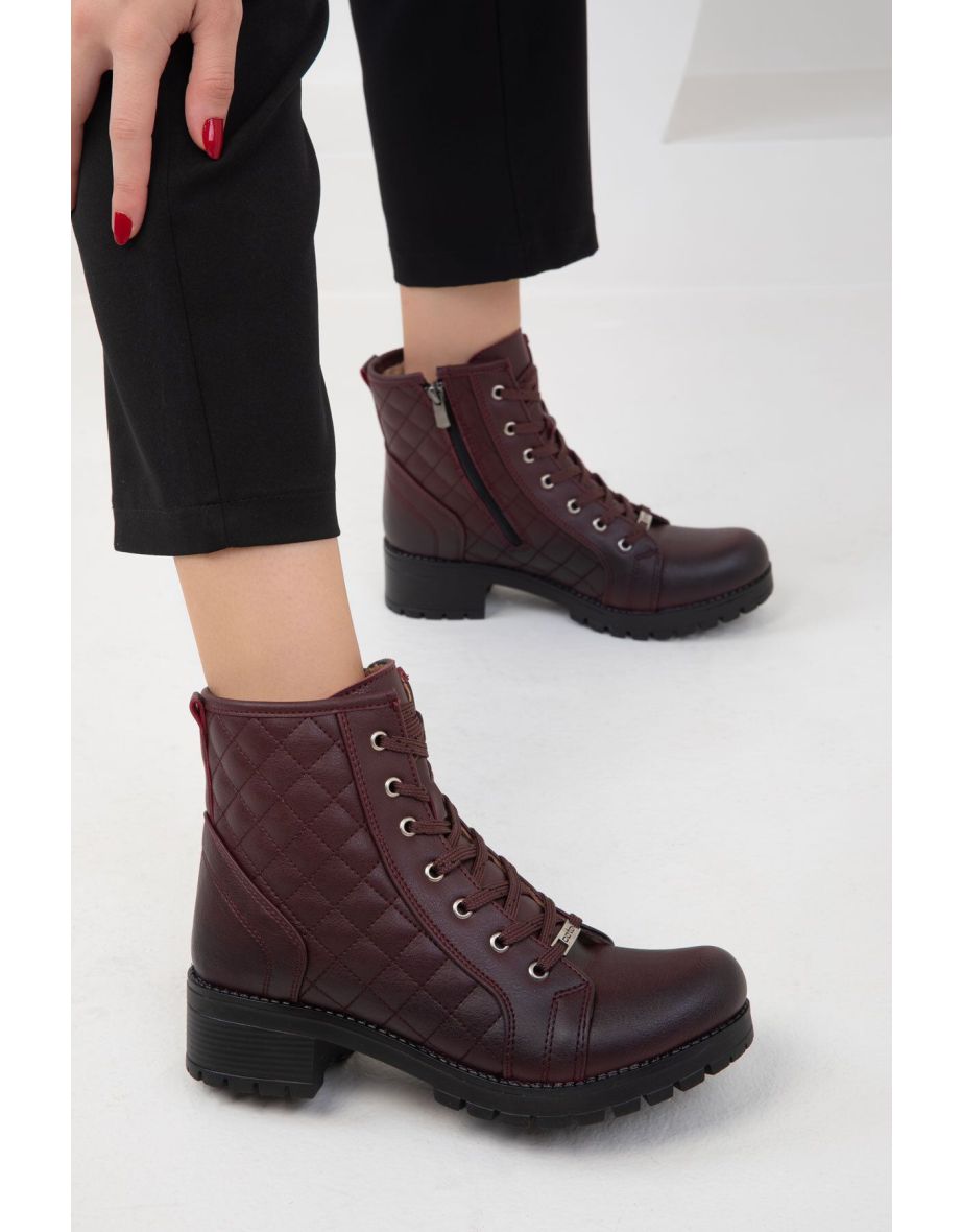 Claret Red Quilted Boots & Bootie