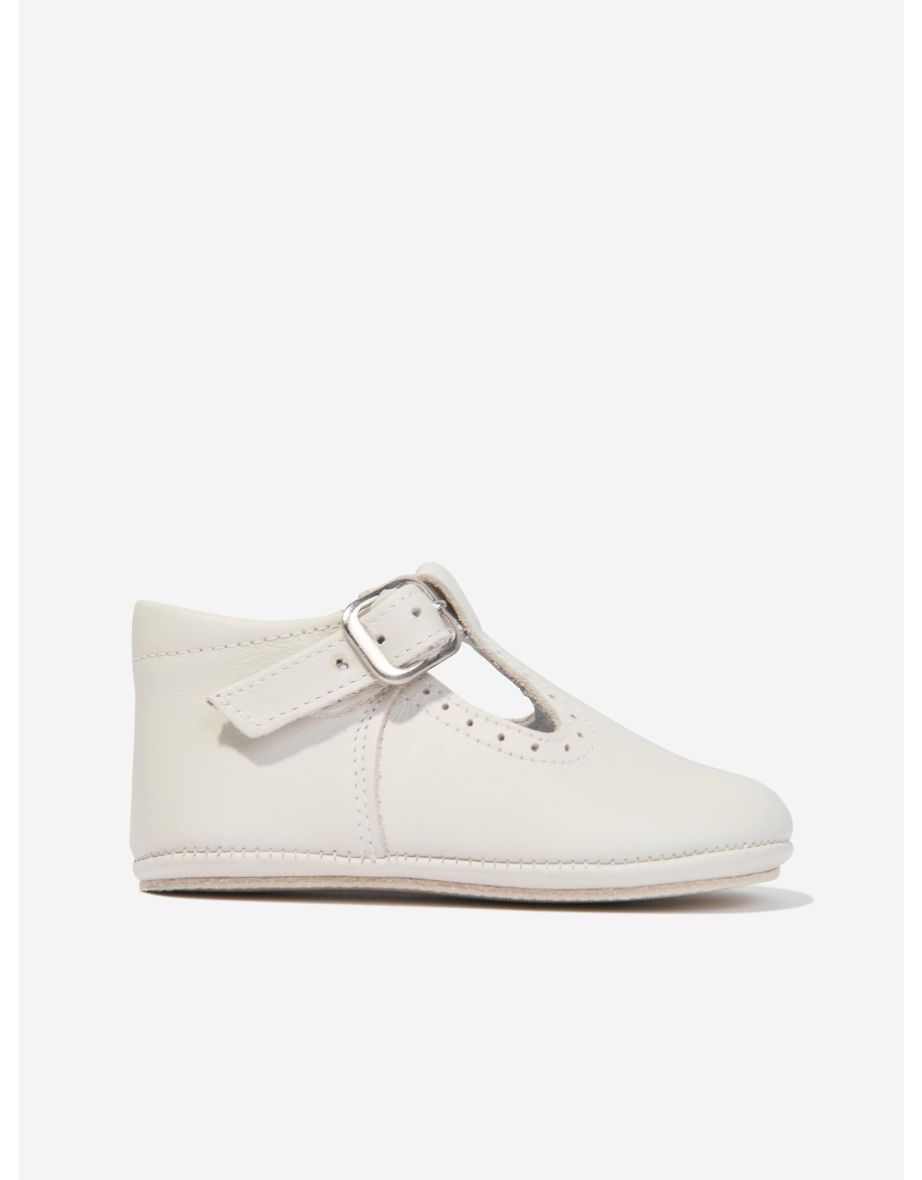 Baby Leather T-Bar Shoes in Beige