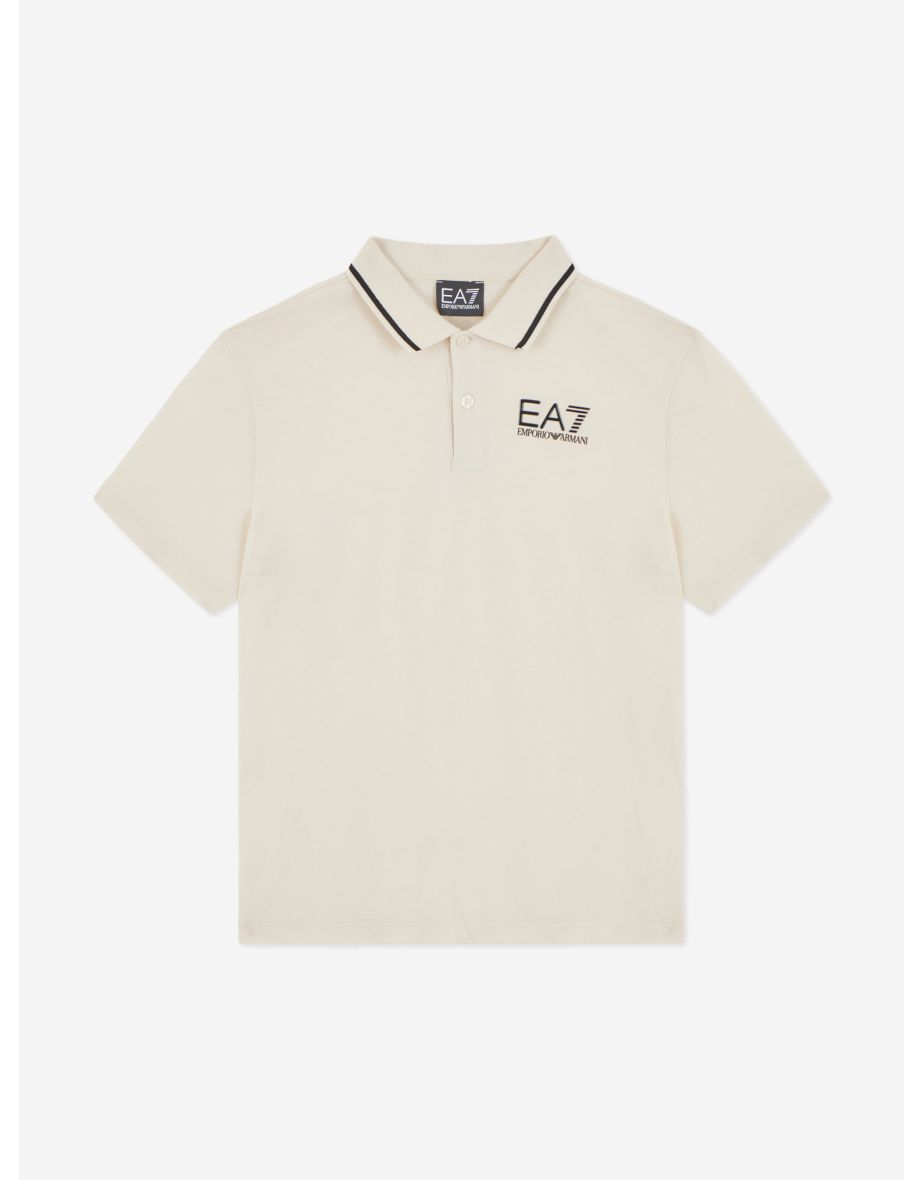 Shop EA7 Emporio Armani Boys Logo Polo Shirt in Beige Online in Bahrain VogaCloset