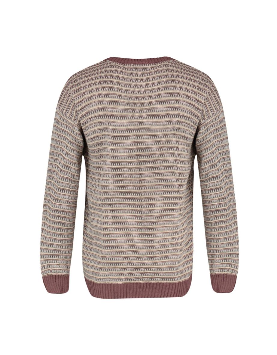 Dusty Rose Men's Regular Crew Neck Jacquard Sweater - 6