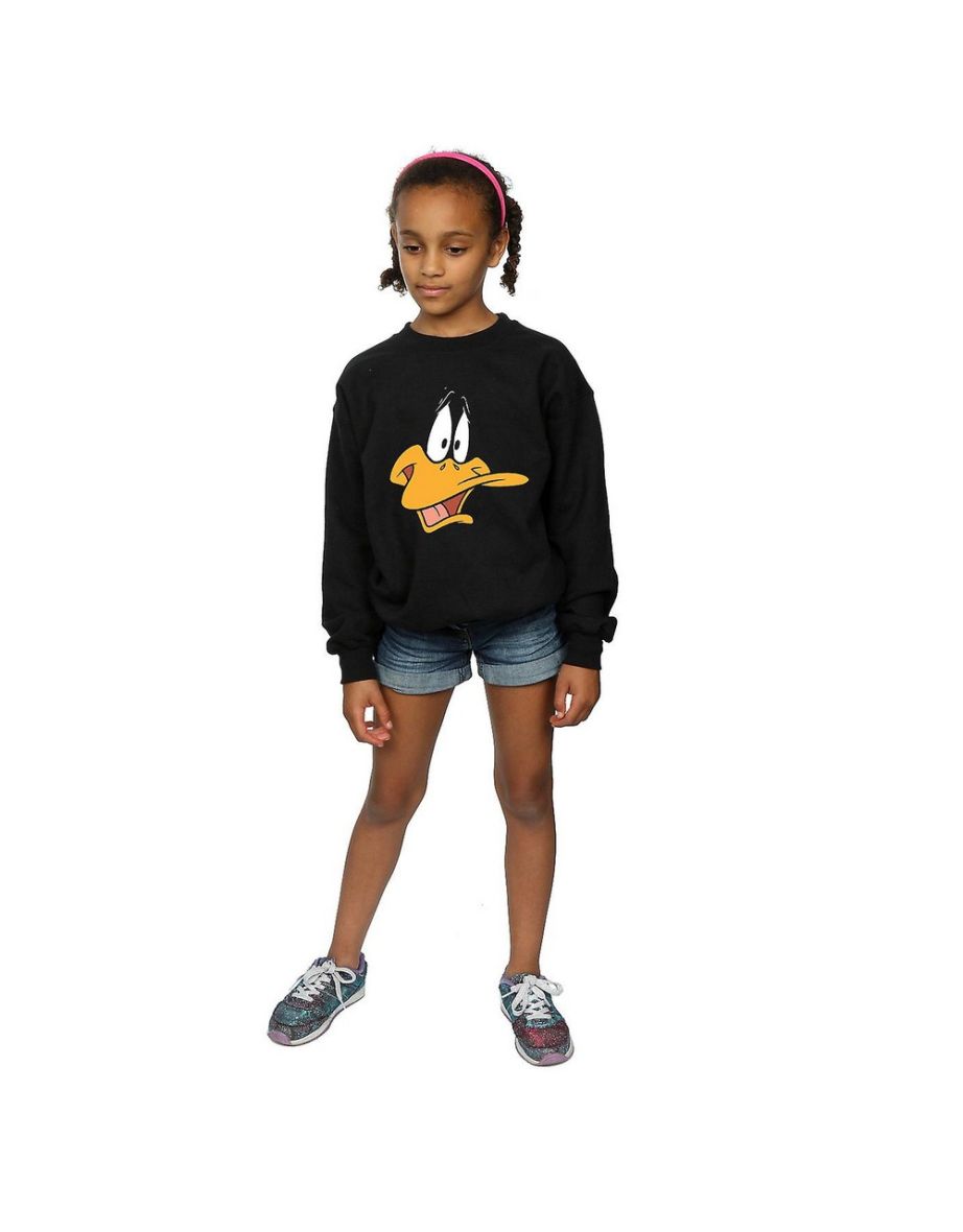 Looney Tunes Girls Daffy Duck Cotton Sweatshirt - Black - 3