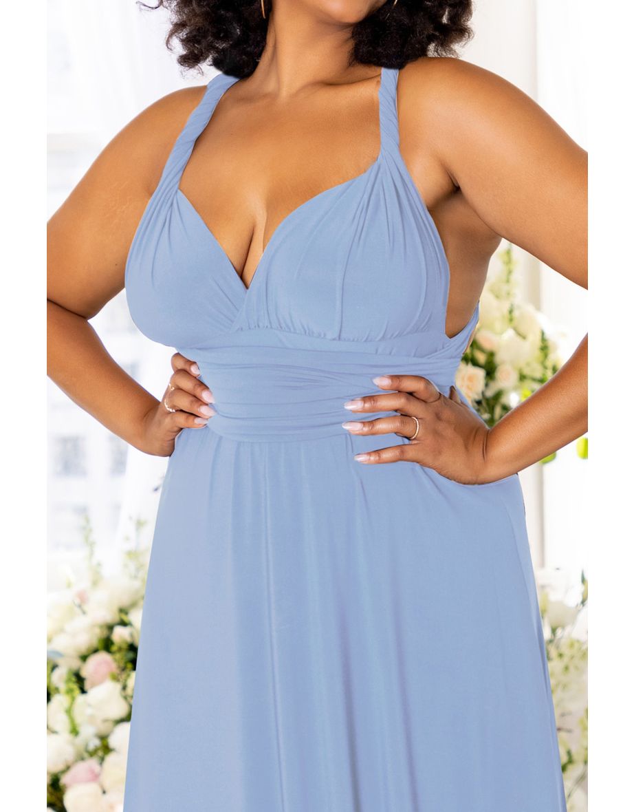 One Of A Kind |  Bridesmaid Curve Blue Multiway Maxi Dress - 4