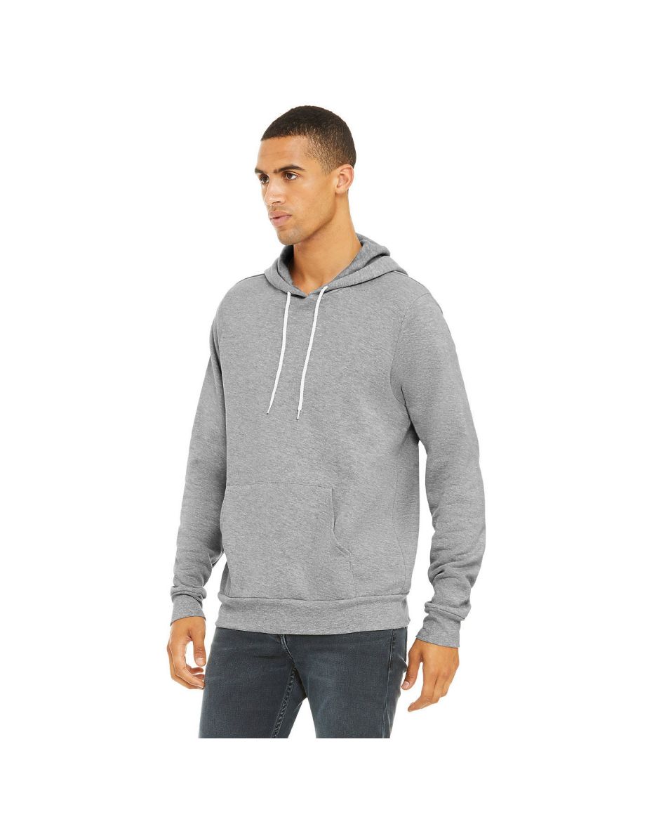 Bella + Canvas Unisex Pullover Polycotton Fleece Hooded Sweatshirt / Hoodie - Heather Grey - 3