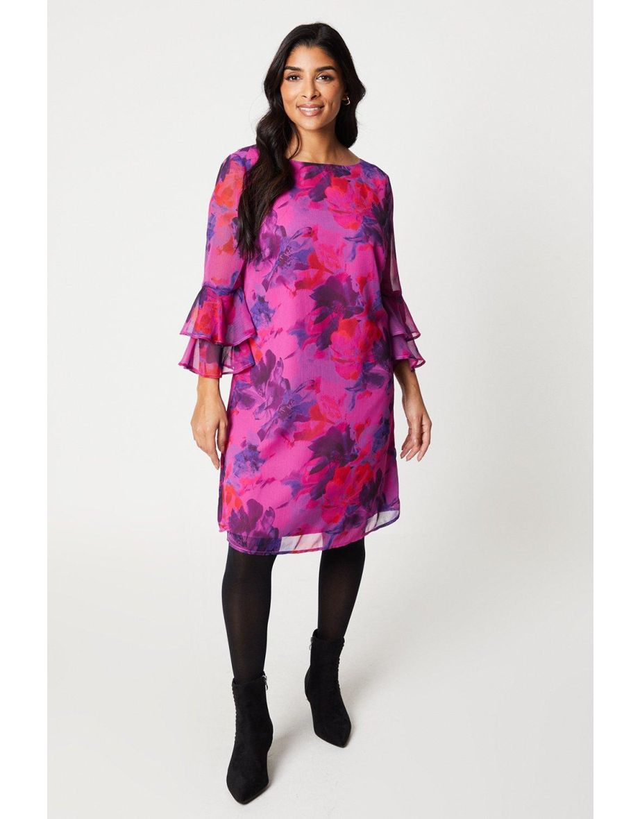 Flute sleeve clearance shift dress