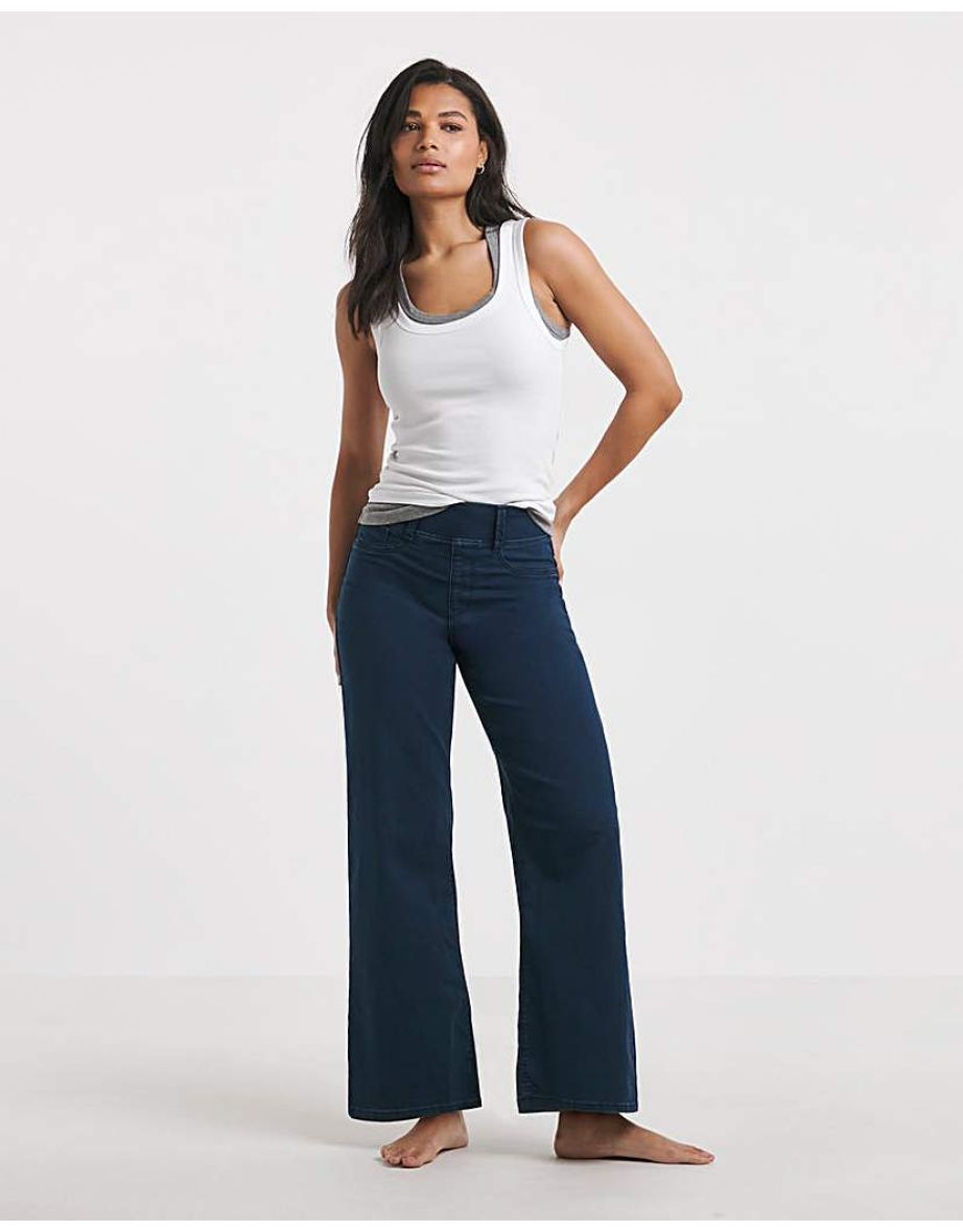 Dark Blue Wide Pull On Jeggings